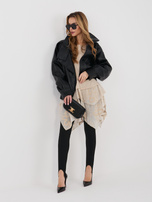 Beżowa asymetryczna bluzka oversize z falbanami