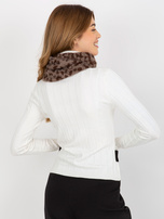 Hurt Ciemnobeżowo-brązowy zimowy komin damski we wzory