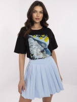 Czarny damski t-shirt z włoskim krajobrazem