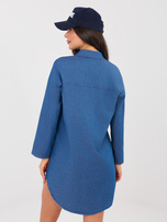 Niebieska jeansowa sukienka z kieszeniami RUE PARIS 