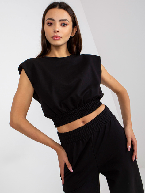 Czarny dwuczęściowy komplet basic z bawełny RUE PARIS