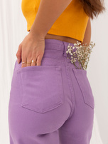 Hurt Fioletowe damskie szerokie spodnie jeansowe high waist