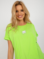 Hurt Limonkowa damska bluzka na co dzień z aplikacją