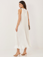 Ecru koktajlowa sukienka z wiązaniem na ramieniu RUE PARIS