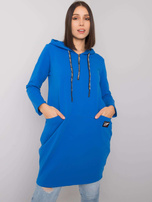 Dunkelblaue Baumwoll-Tunika in Übergröße mit Kapuze Kierra.
