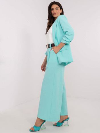 Hurt Miętowe garniturowe spodnie z szeroką nogawką