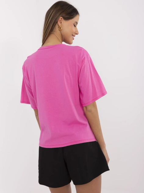 Hurt Brudnoróżowy damski t-shirt oversize z napisem