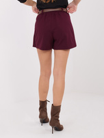 Burgundowe spódnico-szorty z zakładkami RUE PARIS 