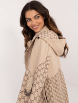 Hurtownia Beżowa kurtka przejściowa parka z kapturem