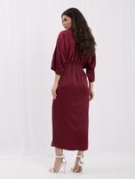 Burgundy elegant dress with 3/4 sleeves RUE PARIS.
