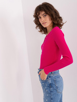 Hurt Fuksjowa bluzka z dekoltem V BASIC FEEL GOOD