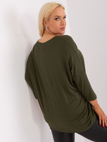 Hurt Khaki plus size basic blouse with V-neck.
