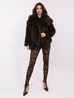 Brązowe eleganckie legginsy z koronki