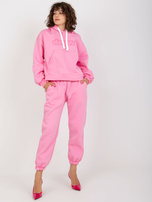 Hurt Różowy damski komplet dresowy z bluzą z kapturem