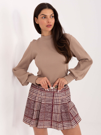 Burgundowe spódnico-szorty z plisowaniem