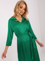 Hurt Zielona sukienka koktajlowa z wiązanym paskiem