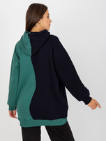 Hurt Czarno-zielona bluza damska basic z kapturem RUE PARIS