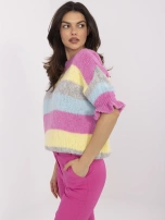 Hurt Brudnoróżowo-żółty kolorowy sweter z rękawem 3/4