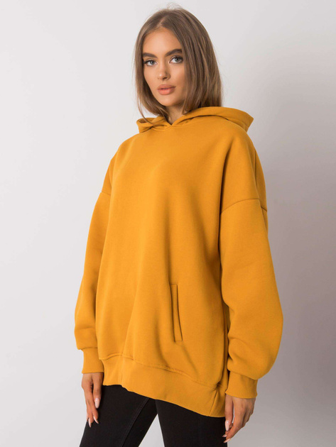Musztardowa bluza damska z kapturem Michele