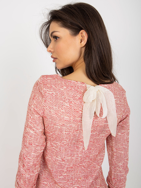 Hurt Czerwono-beżowa bluzka wizytowa z rękawem 3/4