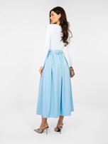 Pastelowa niebieska midi spódnica w paski 