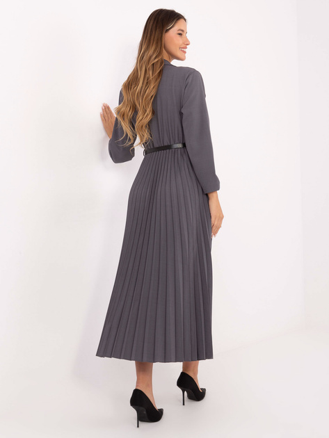 Ciemnoszara elegancka sukienka z paskiem