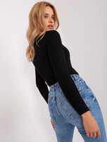 Hurt Czarny damski sweter klasyczny z wiskozą