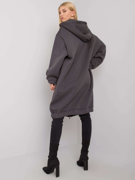 Grafitowa długa bluza z kapturem Yasemin