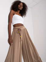 Ciemnobeżowe szerokie spodnie Surie OCH BELLA