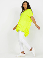 Hurt Fluo żółta codzienna tunika plus size z dekoltem w serek 