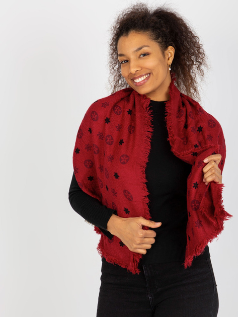 Hurtownia online Czerwony damski szal z printami