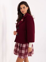 Bordowy krótki płaszcz z rękawem 3/4 RUE PARIS