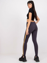 Grafitowo-złote legginsy Rissa RUE PARIS