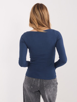 Granatowa dopasowana bluzka basic z bawełny