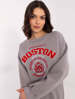 Hurt Szara ocieplana bluza bez kaptura z naszywką