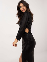 Hurt Czarna imprezowa sukienka z drapowaniem
