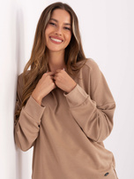 Ciemnobeżowa damska bluza o kroju oversize