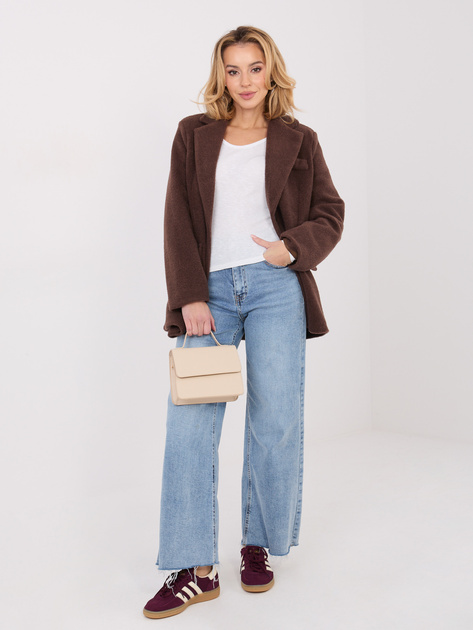 Ecru dopasowana bluzka basic z bawełny