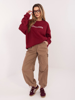 Bordowa dresowa bluza oversize z haftem RUE PARIS 