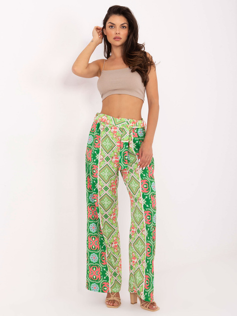 Zielone wzorzyste spodnie na lato