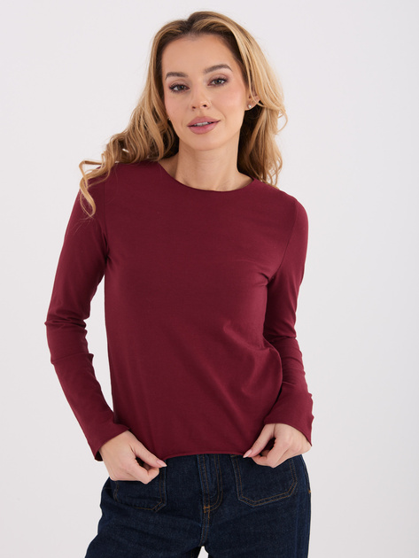Bordowa damska bluzka basic z bawełny