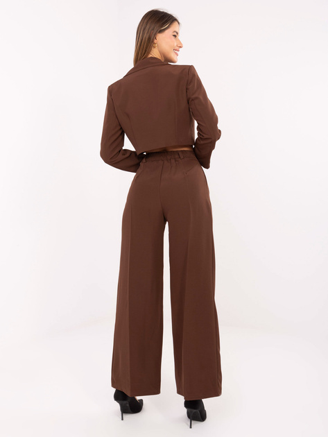 Brązowy elegancki komplet w jednolitym kolorze RUE PARIS