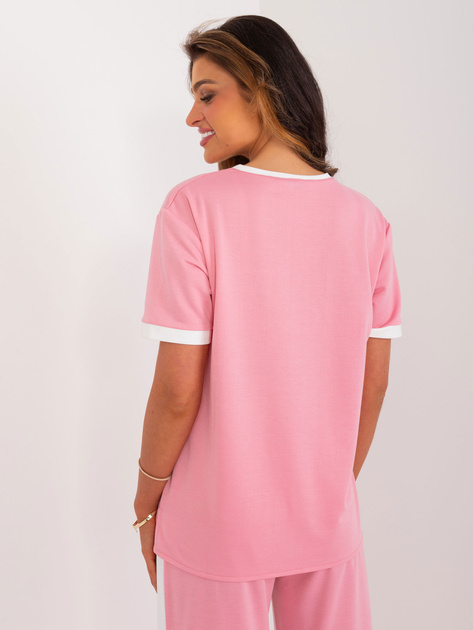 Hurt Różowa damska bluzka wizytowa z krótkim rękawem