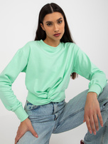 Hurt Miętowa krótka bluza bez kaptura z węzłem z przodu