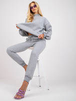 Szary melanżowy komplet dresowy ze stójką