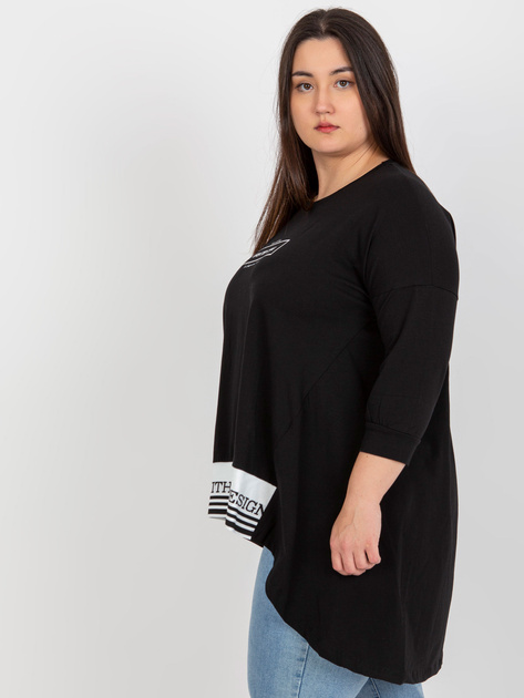 Hurtownia Czarna dresowa tunika plus size z napisami