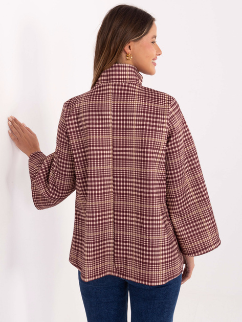 Jasnobeżowo-bordowy płaszcz z szerokimi rękawami