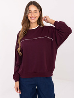 Burgundowa damska bluza oversize z haftem 