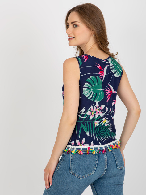 Hurtownia Granatowa letnia bluzka z nadrukiem