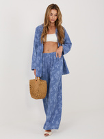 Niebieski letni komplet z koszulą oversize RUE PARIS 